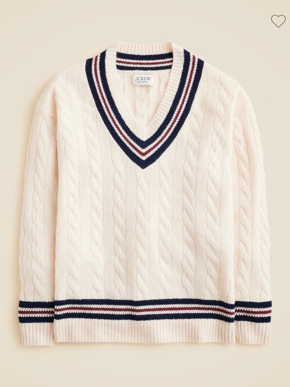 J. Crew Cashmere cable-knit cricket sweater